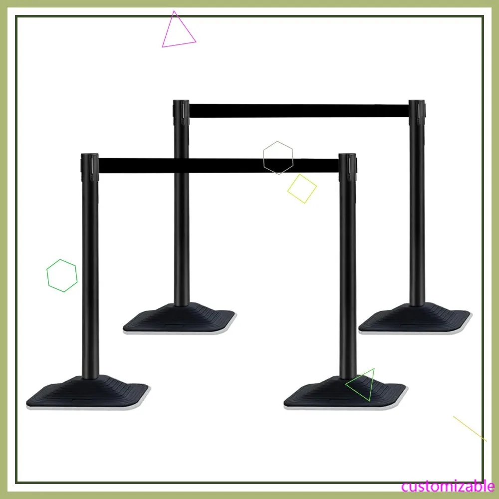 

Набор из 4 стойок для контроля толпы с выдвижными лентами длиной 3 метра, утяжеленными основаниями для мероприятий и управления потоком транспорта