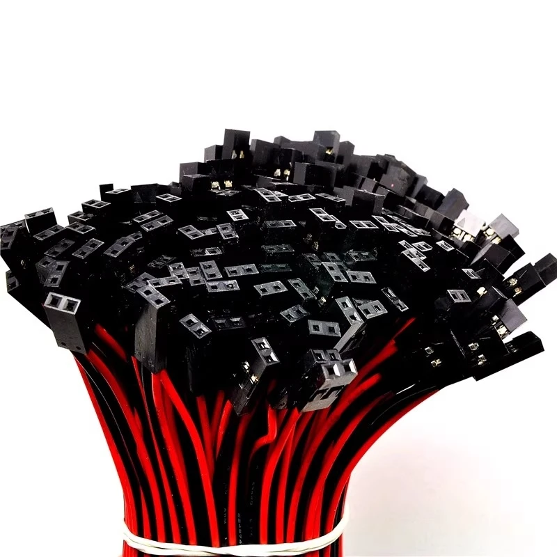 10PCS 2.54Mm single head 2P DuPont wire female cable 10/20/30 CM long red and black test cable