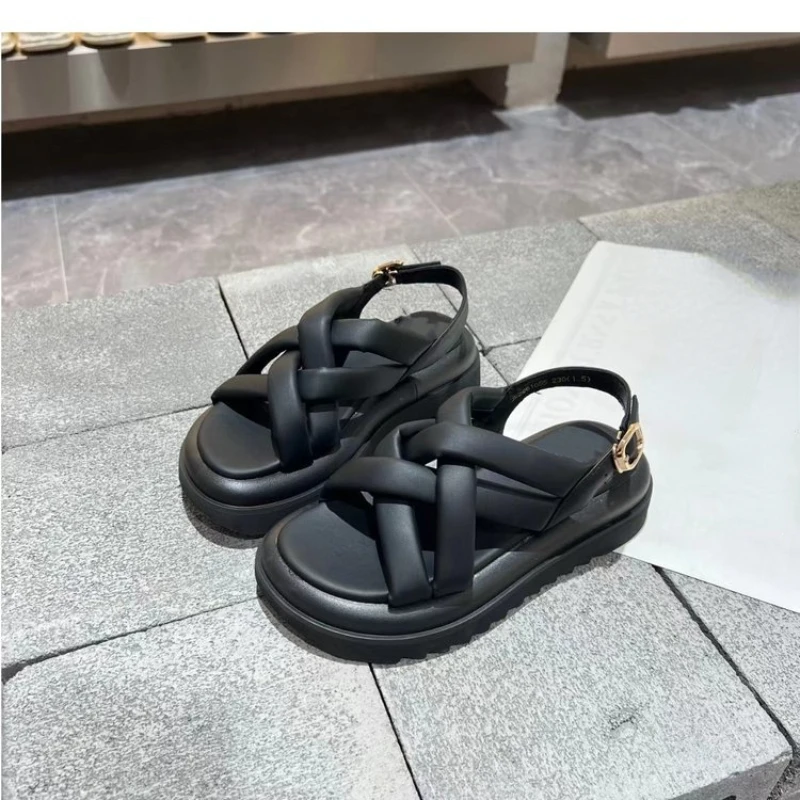 2023 Summer  Sandals Thick Bottom Round Toe Ladies Sandals Roman Women Shoes Platform Sandals Braided crosses Women Shoes