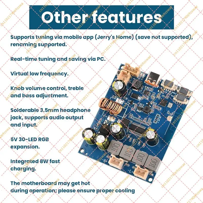 2X25W Bluetooth Amplifier Board DC 6.6-8.4V, Portable Audio Module with Integrated Charging & Audio Tuning
