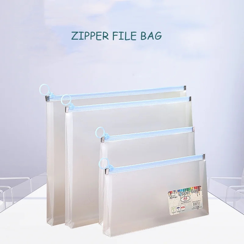 

20pcs/lot Zipper File Bag Folder for A4 Documents Briefcase Plastic Pouch File Binder Pens Portfolio Office Stationery