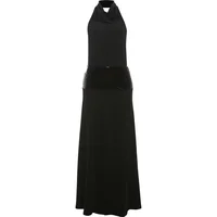 Sisterlinda Backless Fashion Dresses Elegant Halter Patchwork Draped Maxi Bodycon Female Solid Simple Evening Party Frock New - Image 6