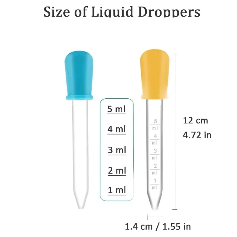 6Pcs 5ml Small Silicone Plastic Pipette Dropper Feeding Medicine Liquid Eye Ear Pipette Dropper Lab Experiment Toys Gift