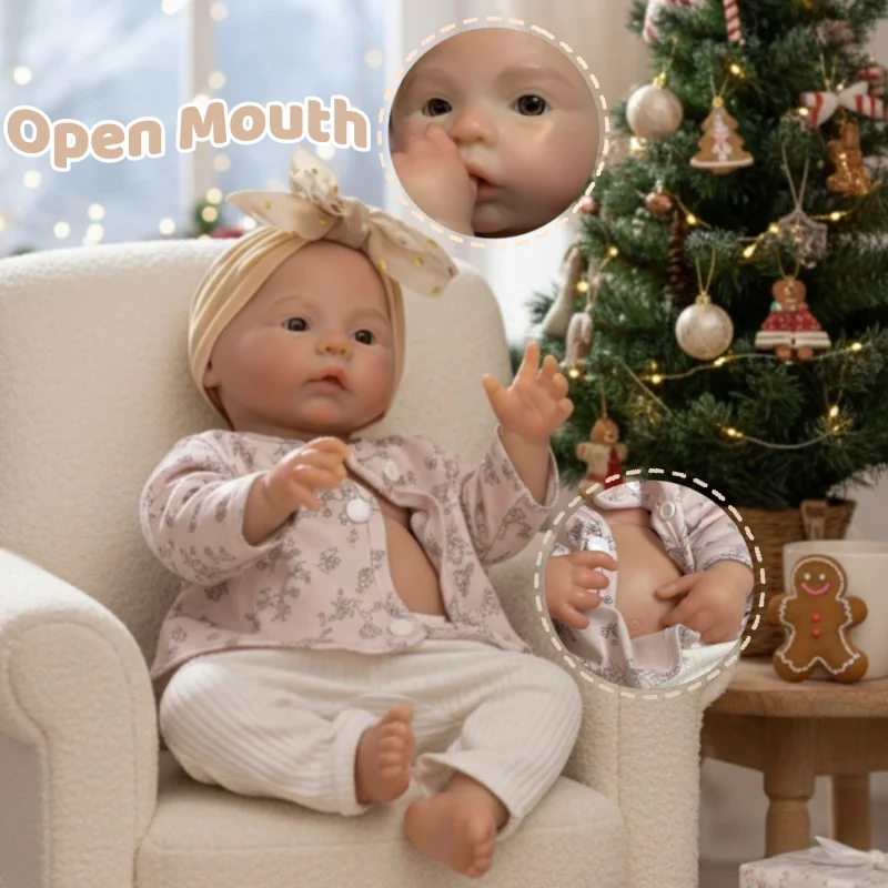 

18 дюймов/45 см открытый рот и моющийся луг, мягкая силиконовая кукла Bebe Reborn Girl, bebe reborn de silicona, реалистичная кукла для новорожденных девочек
