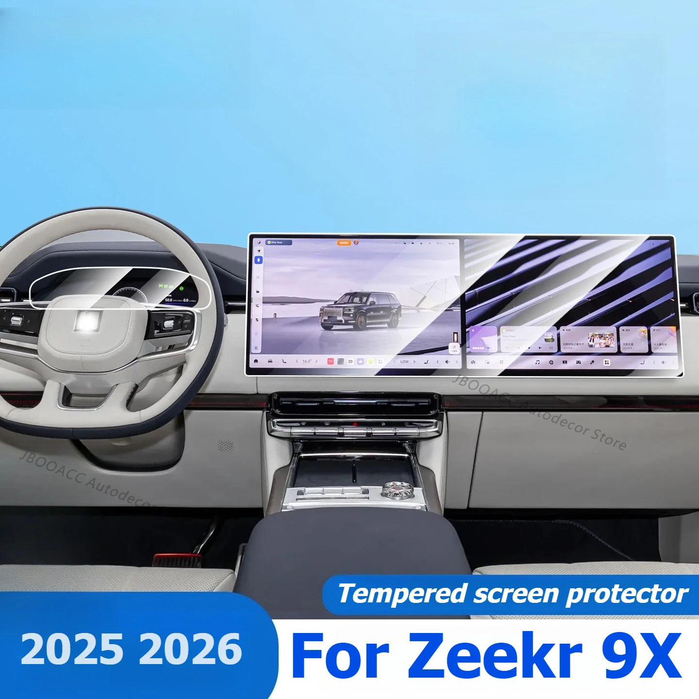 ‌For GEELY ZEEKR 9X ‌2025 Center Navigation Screen Protective Film Anti-Scratch Tempered Glass Cover Whole Car Strikers Interior