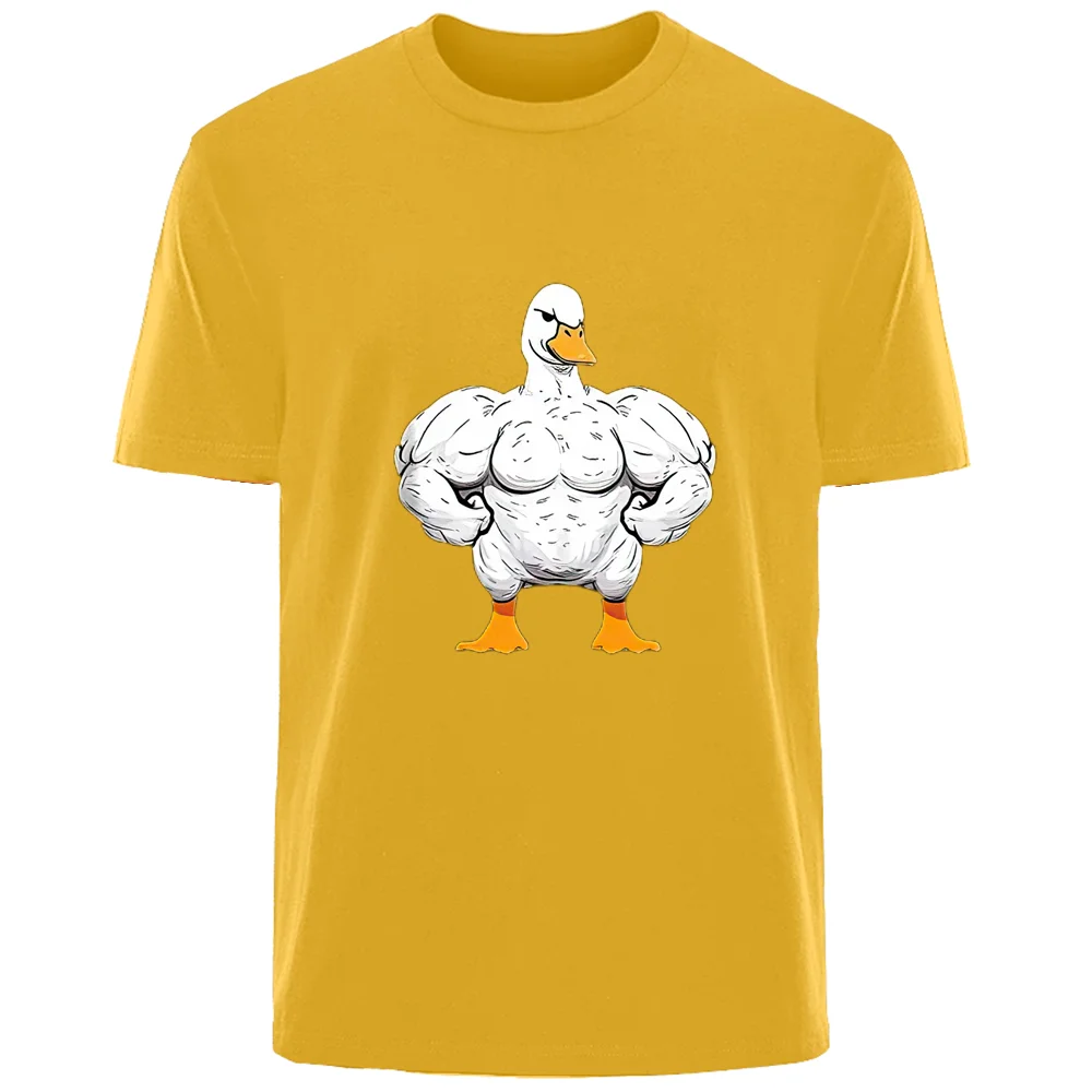 Fun Strong Duck Print Summer High Quality Men\'s 100% cotton comfortable Breathable casual T-shirt for men outdoor street wear