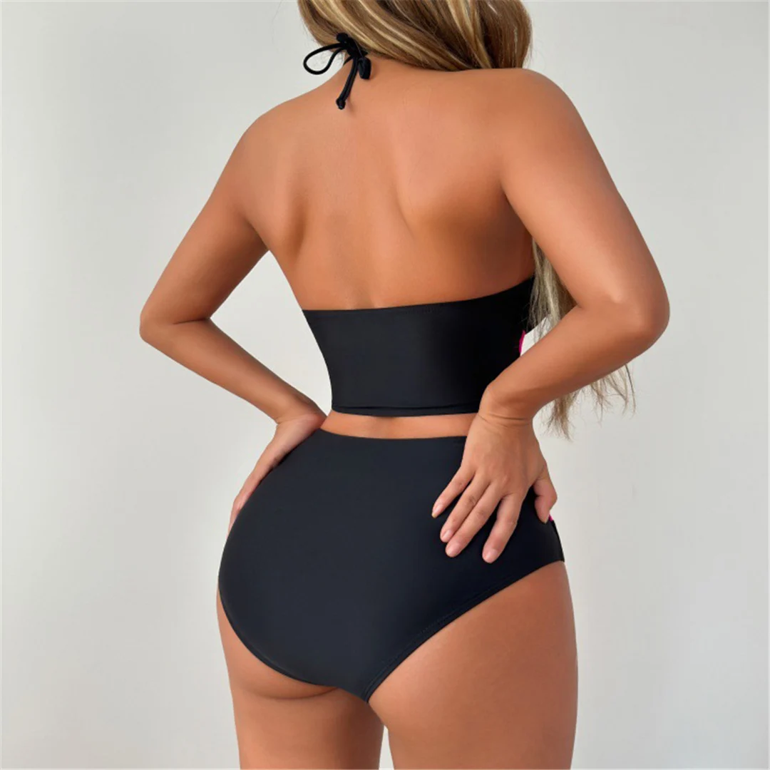 S - XL Neuer, zweiteiliger Bikini mit Halterneck und hohem Bund, Badeanzug für Damen, Badebekleidung, Bather Swim V7517 – Detail 6