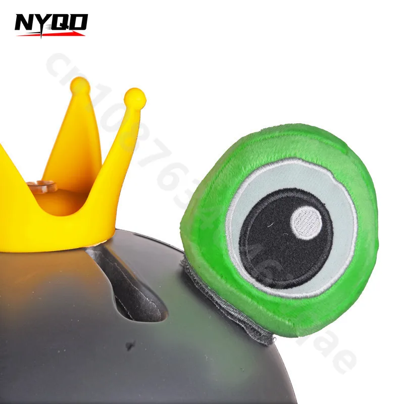 Cute Helmet Adorned Frog Prince's Eyes Motorcycle Full Helmet Decoration Rabbit Ears Crown Horn Accesorios Para Moto