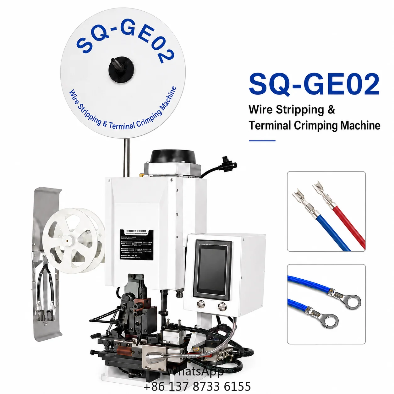 SQ-GE02 Smart Touchscreen Multi-function Wire Stripping Terminal Crimping Machine 1.5T Micro Cable Assembly 3000 Pcs/Hour