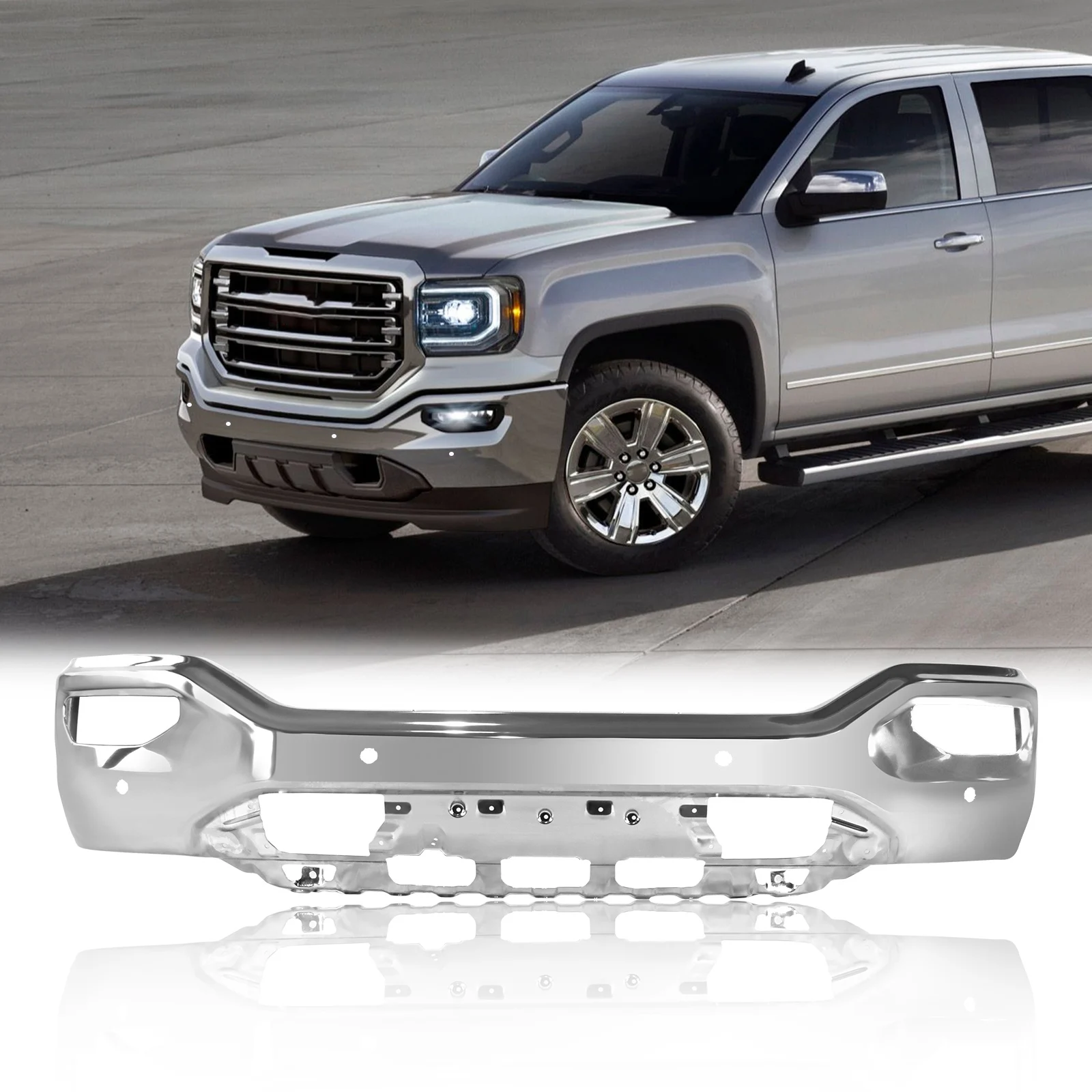 

Chrome Front Face Bar for 2016-2018 GMC Sierra 1500 w/ Park Assist