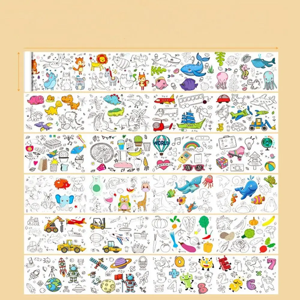 Graffiti-Schriftrollen, Geschenk, Farbfüllung, Papierrolle, Kinder-Zeichenrolle, leere Malseiten, Zeichenrolle für Kinder