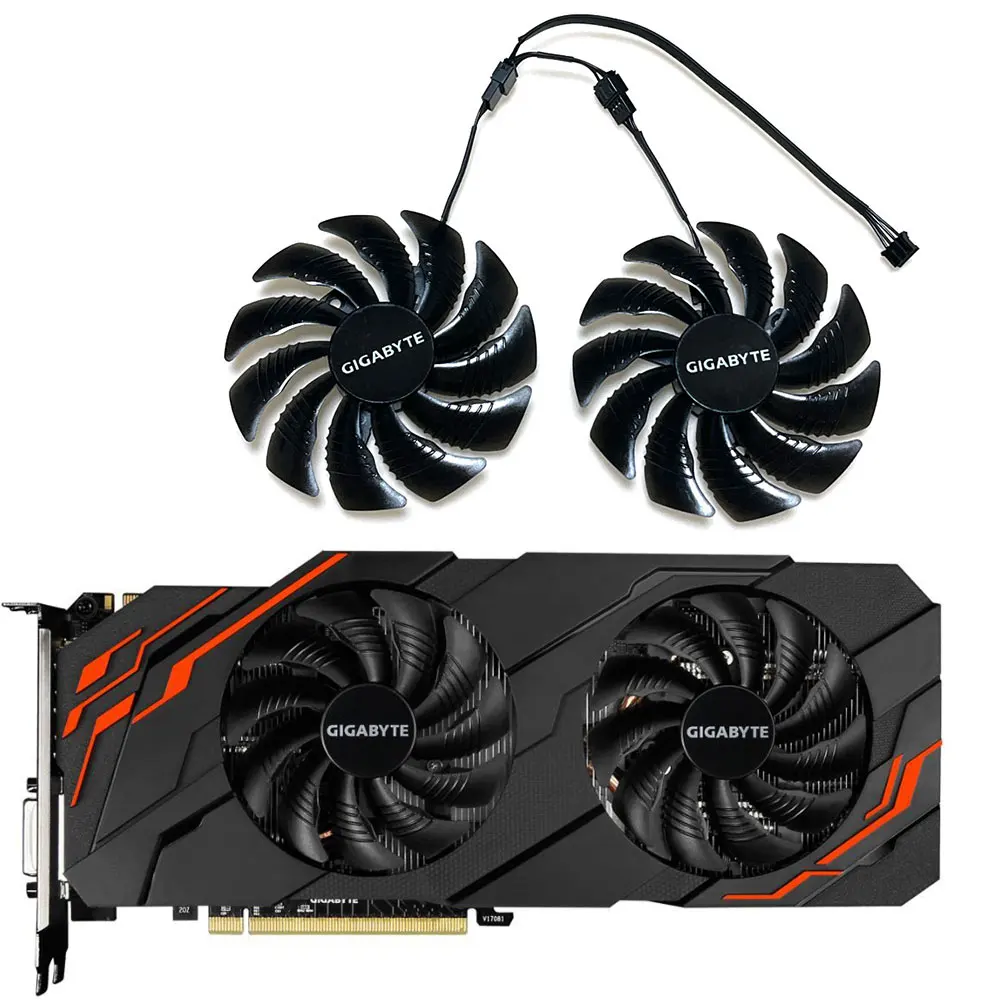 T 129215 SU PLD09210S12HH Wentylator GTX 1070 Gpu，Dla Gigabyte GTX 1070、1060、1050、Gigabyte RX 590、580、570、480、470 Wentylator chłodzący kartę graficzną