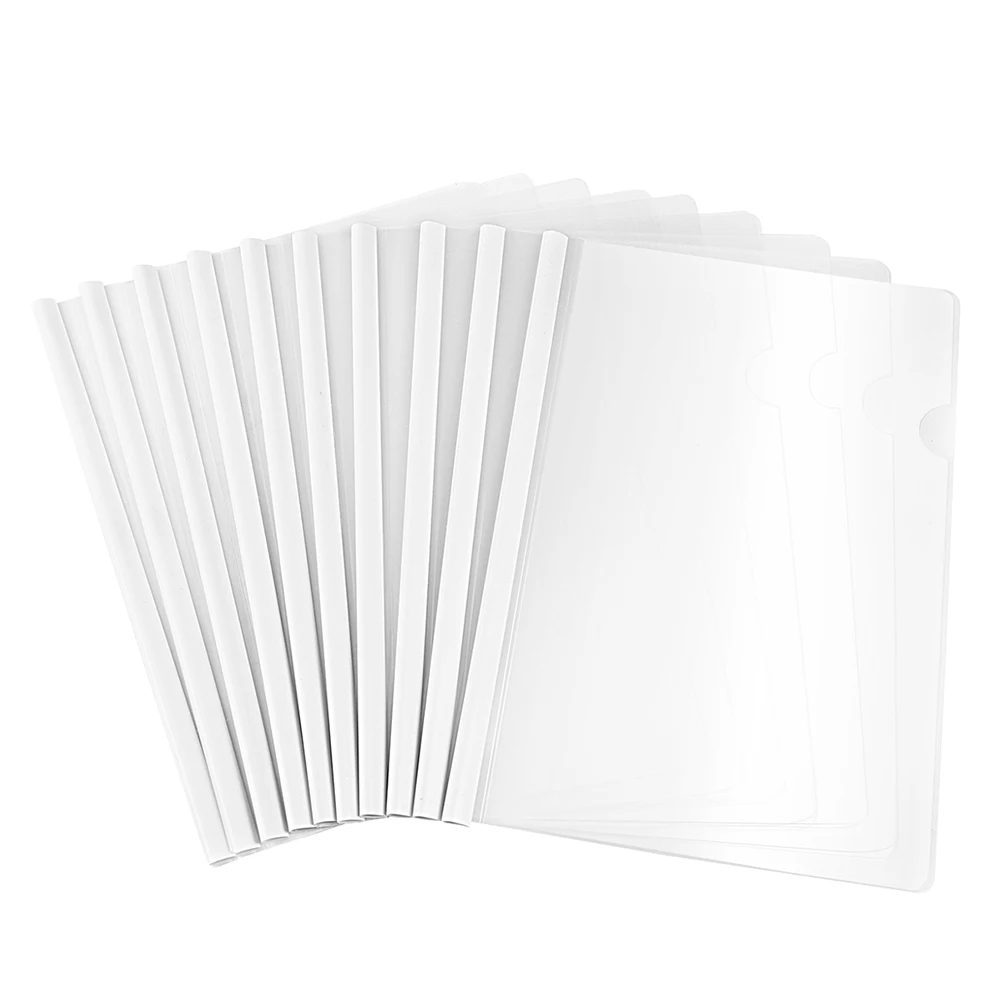 

20pcs Transparent File Folders Sliding Bar Report Covers A4 Office Home Supplies Binder Organizers Papers Documents Music Books