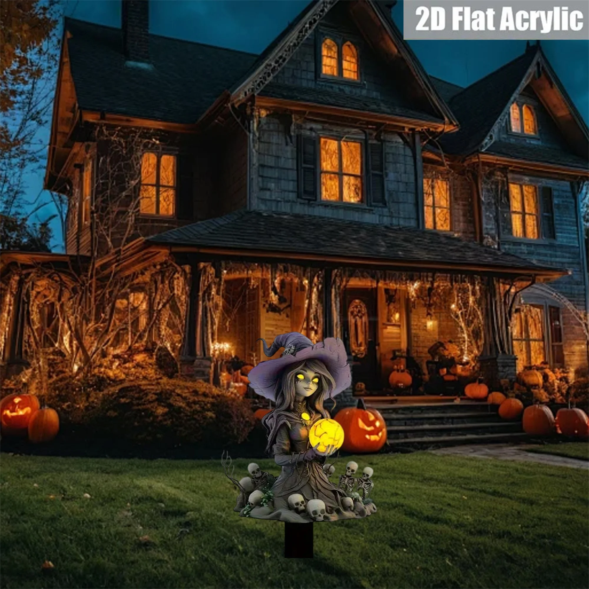 

Spooky Halloween Ghost Yard Stakes Set of 3 2D Flat Haunted House Decorative Stakes for Garden Outdoor Decorations