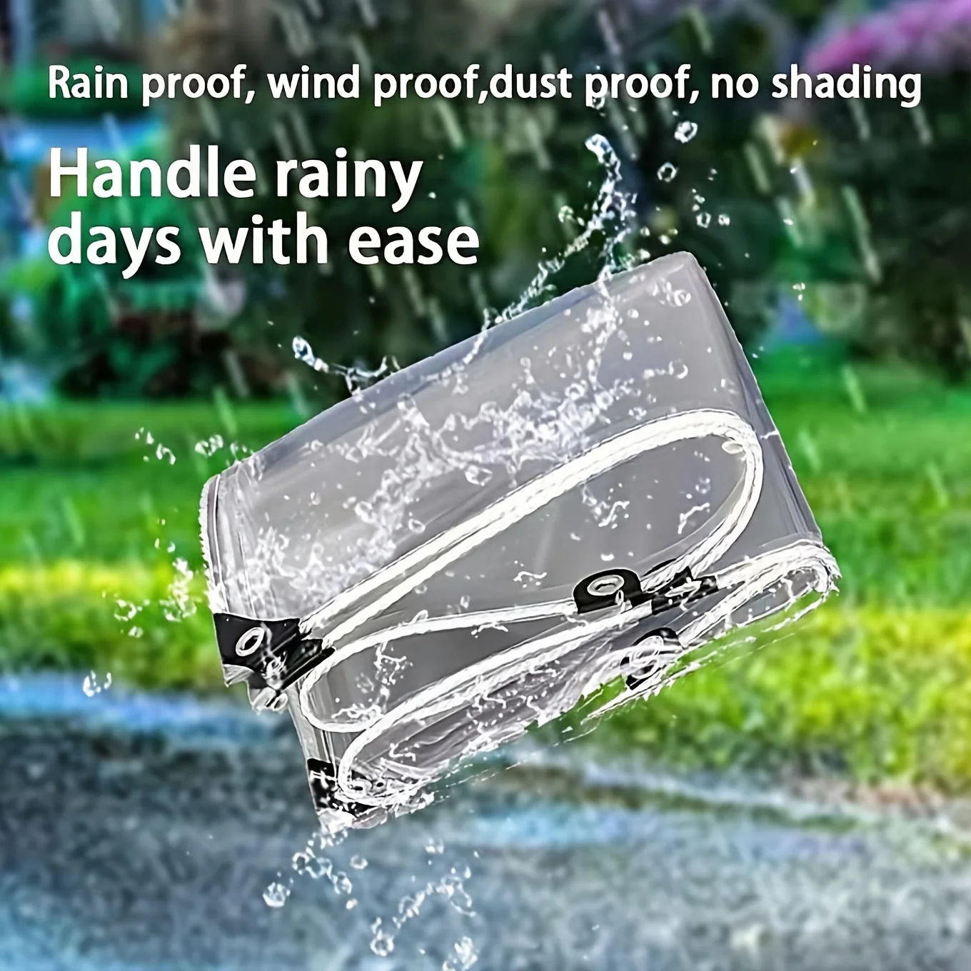 Transparent Waterproof Tarpaulin with Metal Eyelets, Made from Transparent PVC Waterproof Fabric, Suitable for Camping, Vehicles