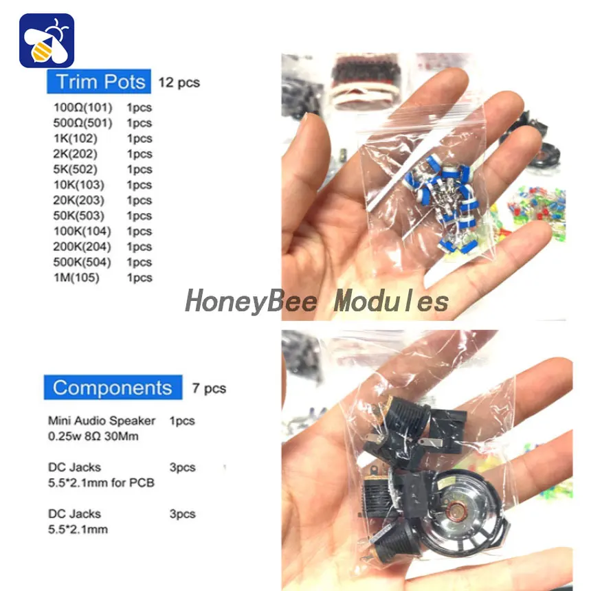 1900PCS electronic components kit various common capacitors resistors capacitors T0-92 LED transistors PCB board DIP-IC