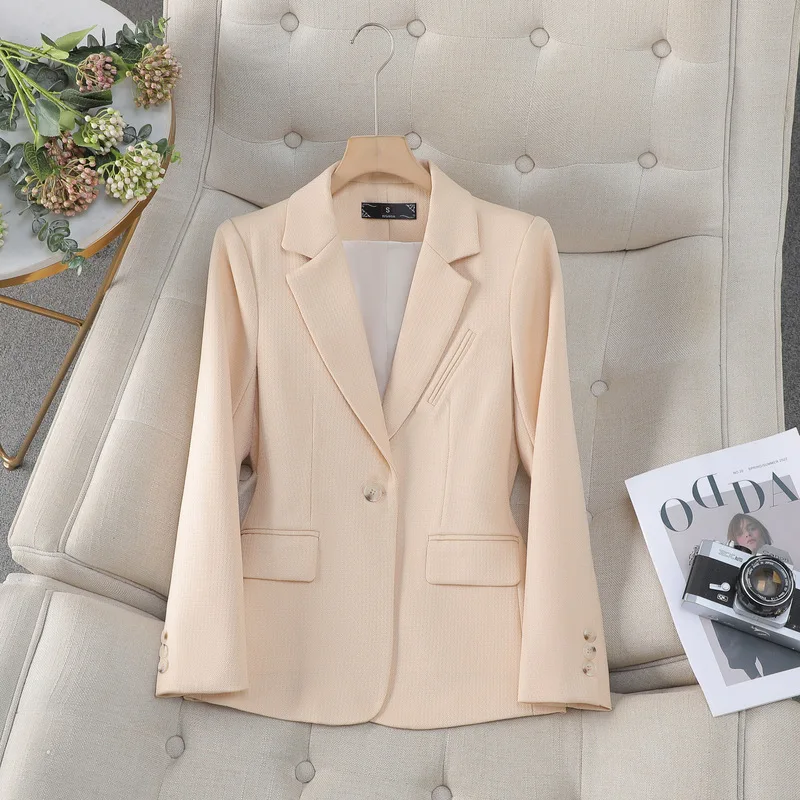 แฟชั่นธุรกิจ Blazer ผู้หญิงทํางานแขนยาวฤดูใบไม้ผลิ Casual Blazer ใหม่สุภาพสตรีเสื้อแจ็คเก็ตเกาหลีหญิง Outerwear