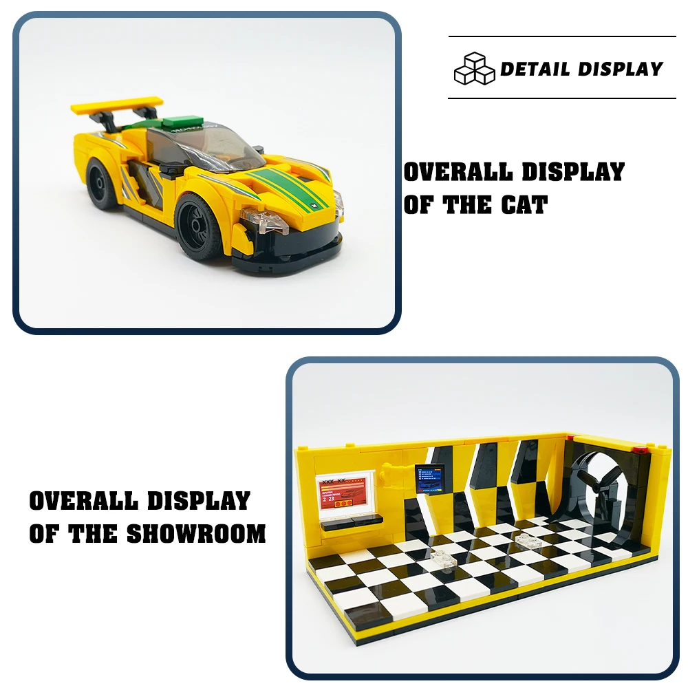 مكعبات بناء تخزين السيارات الرياضية التقنية نموذج أصفر لوقوف السيارات صالة عرض صغيرة الطوب ألعاب بلاستيكية عالية التقنية لهدايا الأطفال #6