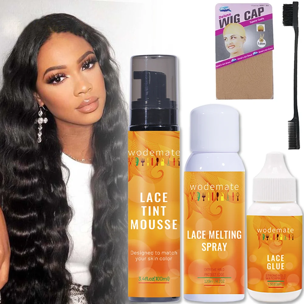 

Wig Glue Waterproof Wig Adhesive Hair Bonding Glue Invisible Lace Melting Spray+Lace Tint Spray For Wigs Lace Tint Foam Mousse