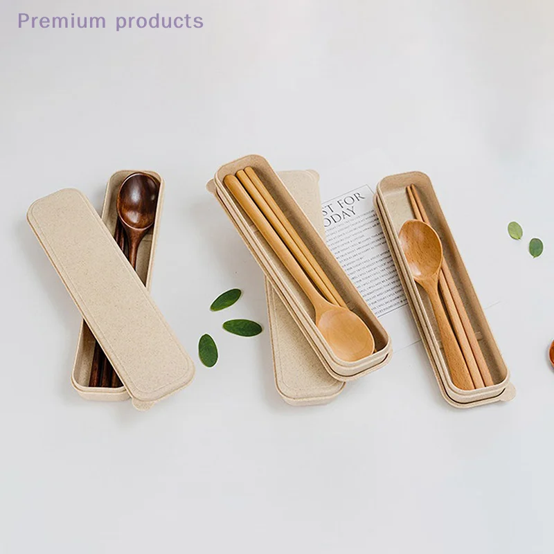 صندوق ملعقة خشبي طبيعي مصنوع يدويًا شوكة خشبية عيدان طقم عشاء اكسسوارات المطبخ ملعقة من الفولاذ المقاوم للصدأ شوكة عود #5