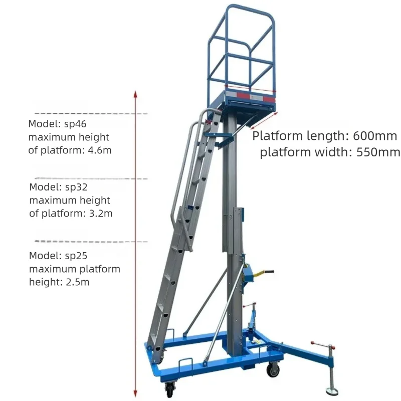 Manual Climbing Ladder Hand-cranked Climbing Ladder Warehouse Special Lifting Platform Manual Climbing Platform Ladder