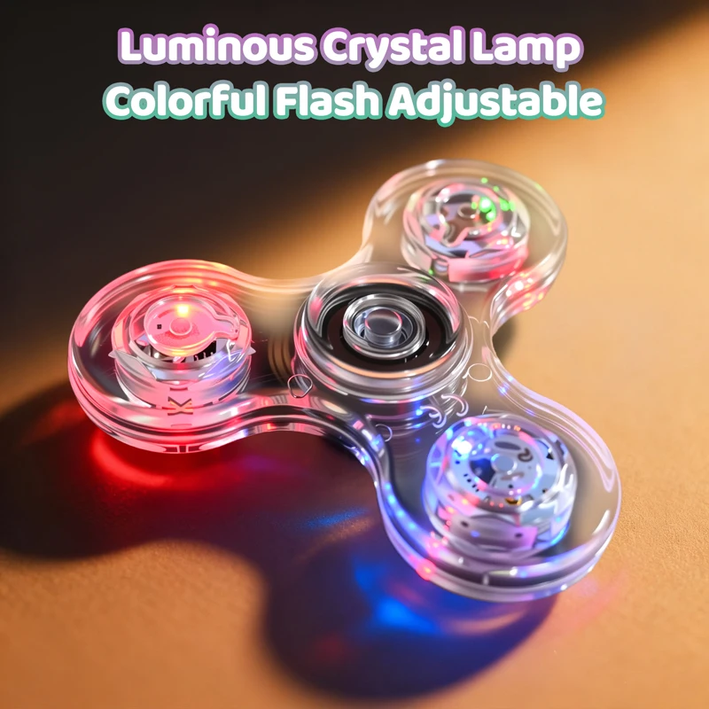 Kristal Lichtgevende LED Fidget Spinner Stress Relief Speelgoed Glow in Dark Light Vingertop Gyroscoop Verjaardag Kerstcadeaus voor kinderen