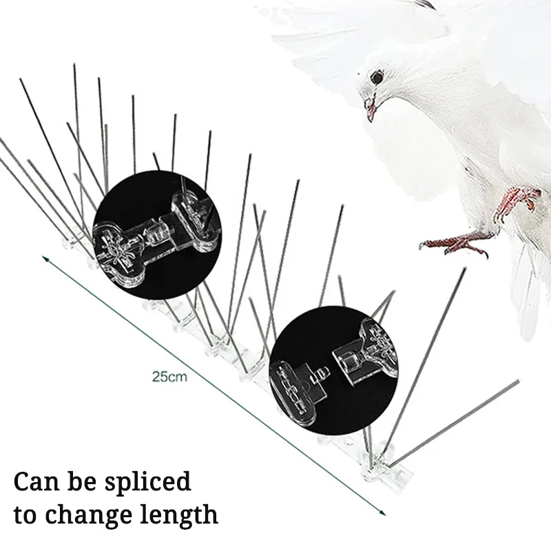 12PCS Balcony Anti-bird Pigeon Spikes and Bird Repeller Deterrent Anti Bird Repellent Stainless Steel Anti Bird Thorn Nail Kit