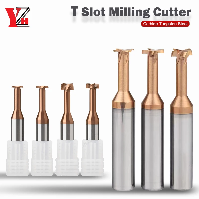 YZH Carbide T Slot Milling Cutter HRC55 CNC For Metal Steel Copper Maching Lather Bit Tool 3mm 4mm 6mm 8mm 10mm 12mm 14mm 16mm