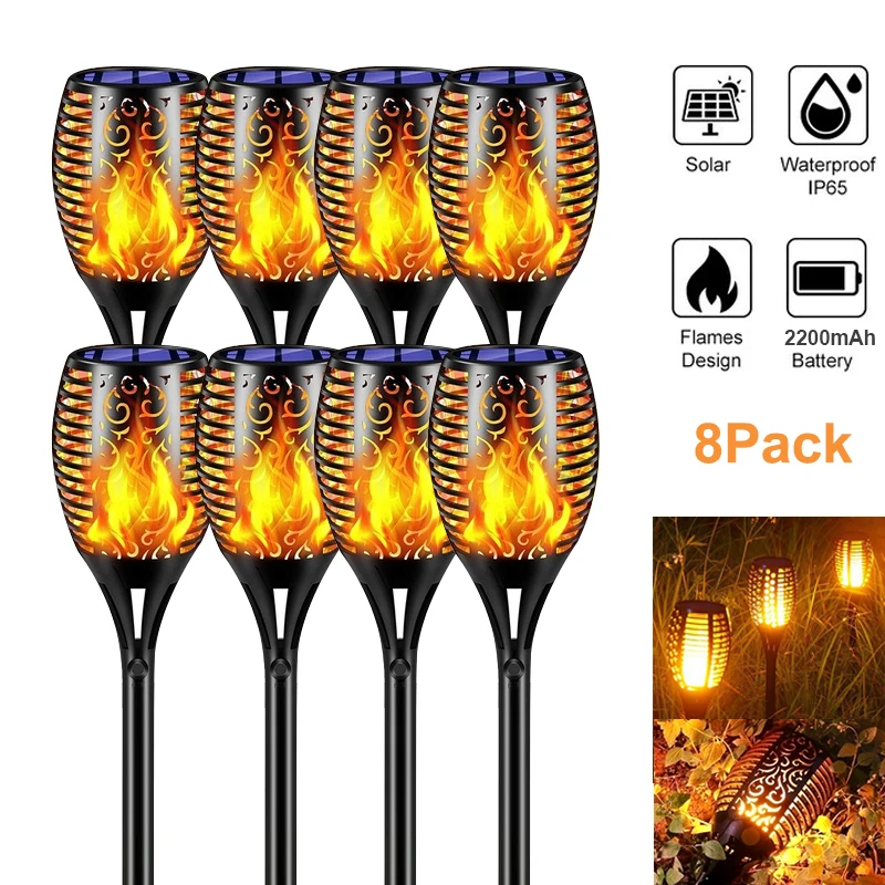 

LED Solar Lamp Outdoor Waterproof Torch Lights Flickering Dancing Flame Lanterns For Yard Street Patio Balcony Lawn Path