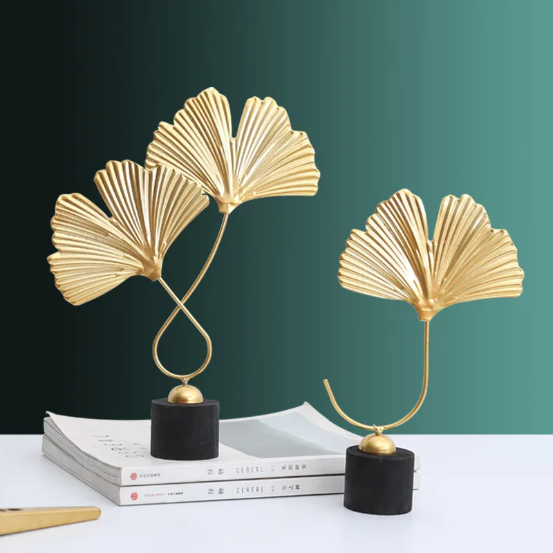 Nordic Gold Ginkgo Leaf Crafts Leaves Sculpture Luxury Living Room Decor accessori per la decorazione della casa ornamenti per Desktop da ufficio