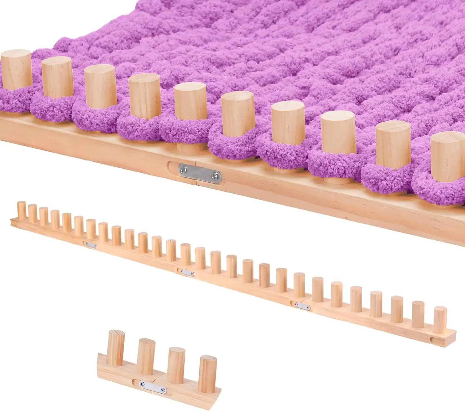

55" Adjustable Chunky Knitting Loom for Beginners - Customizable Wood Yarn Loom with Detachable Design for Home Decoration