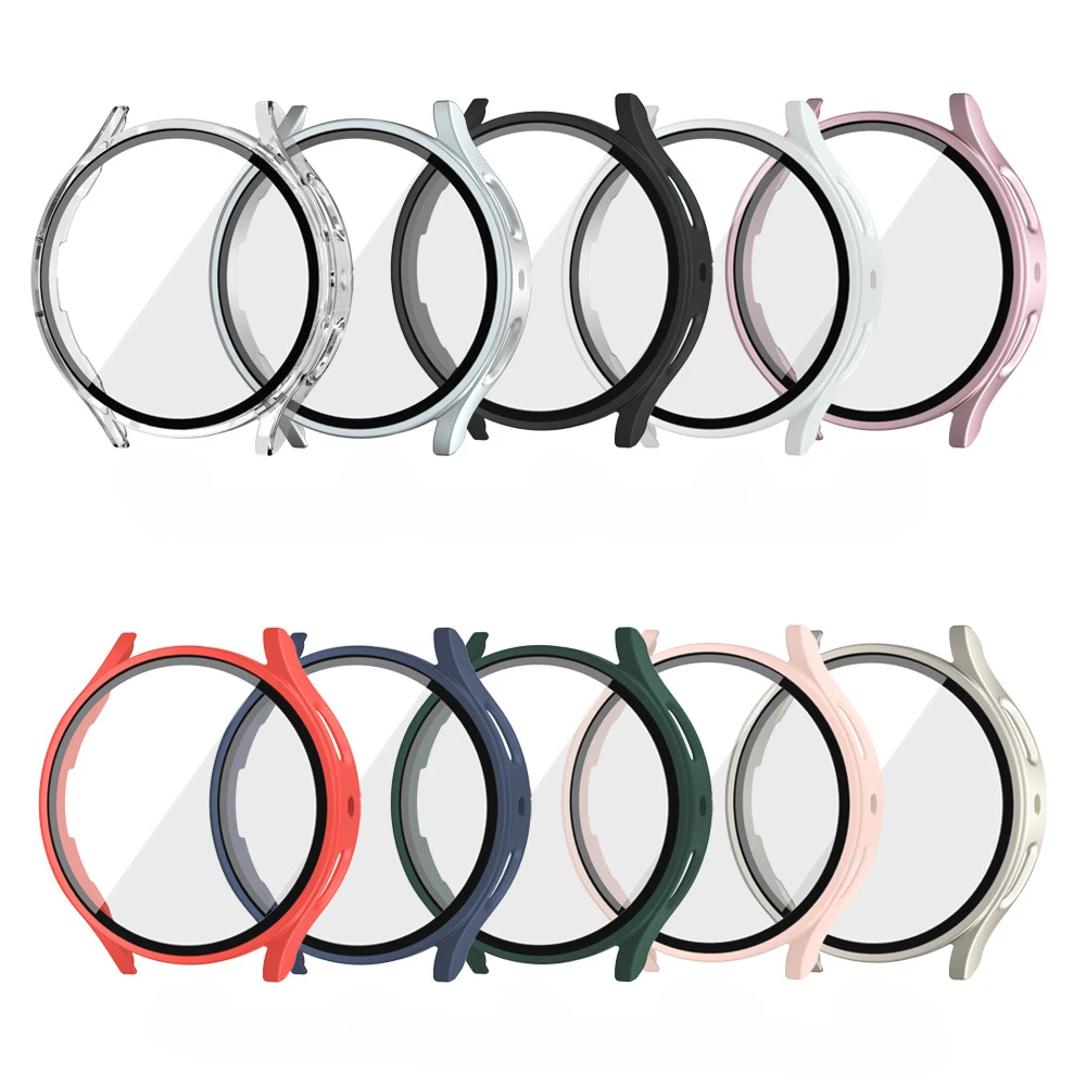 Funda de cristal + PC para Samsung Galaxy Watch 7 FE 40 44mm Protector de pantalla integral con vidrio templado para Galaxy Watch 6 5