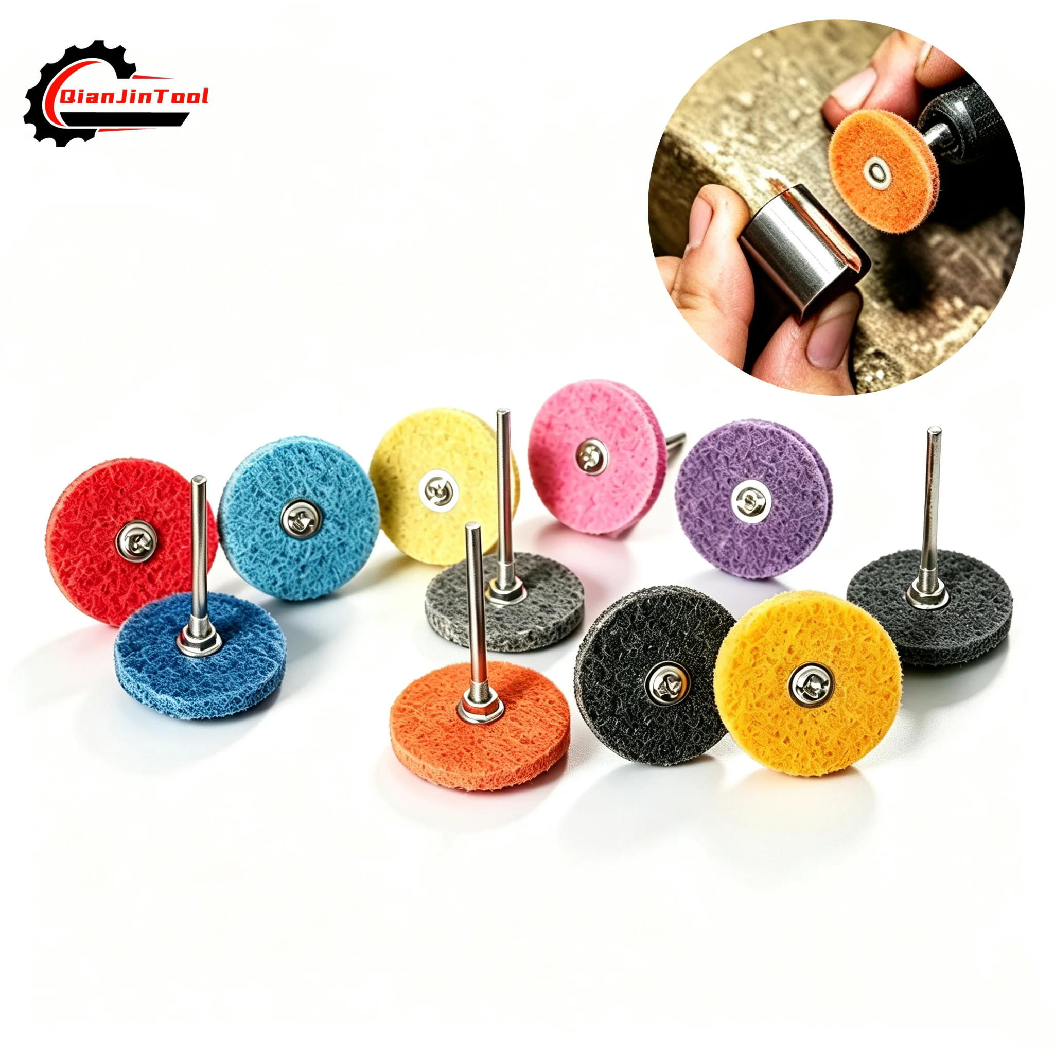 11Pcs Nylon Polishing Wheel Set Abrasive Disc 2.35mm Shank Grinder Rotary Tool Cleaning Rust Removal Deburring Metal Wood Stone