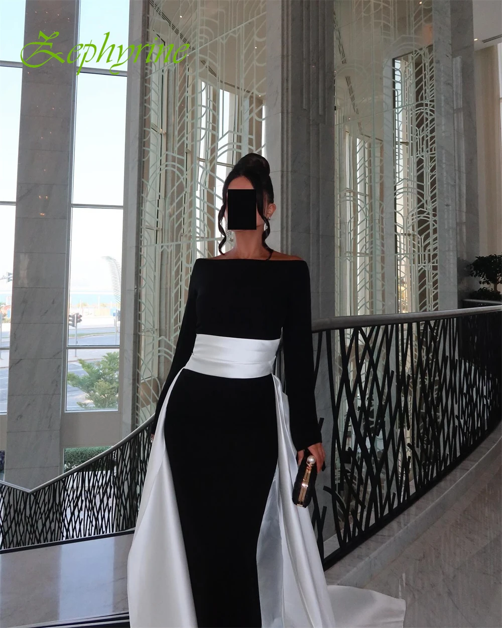 Op maat gemaakte off-shoulder jersey avondjurk met lange mouwen Prachtige jurken voor speciale gelegenheden Enkellange galajurken