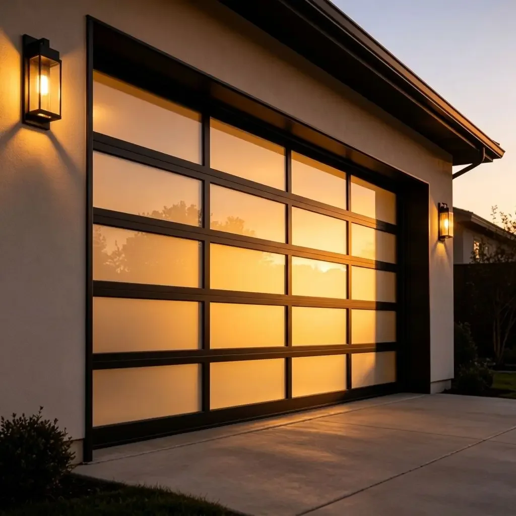 **c Minimalist Style Weatherproof Garage Door Aluminum Frame Tempered Glass Garage Doors APP Activation Electric Garage Doors