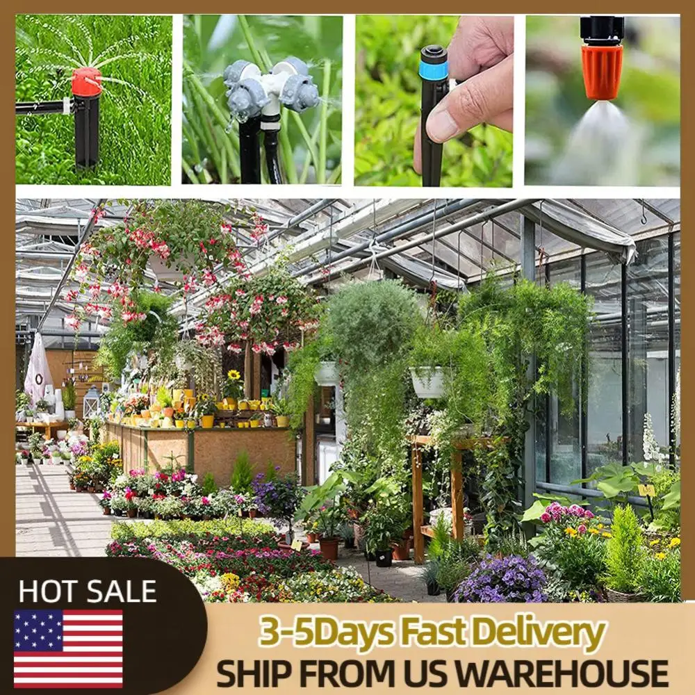 

Автоматическая система полива садовых растений, 200 футов, с шлангом для орошения 1/4 дюйма, 1/2 дюйма, для тепличного двора, газонных растений
