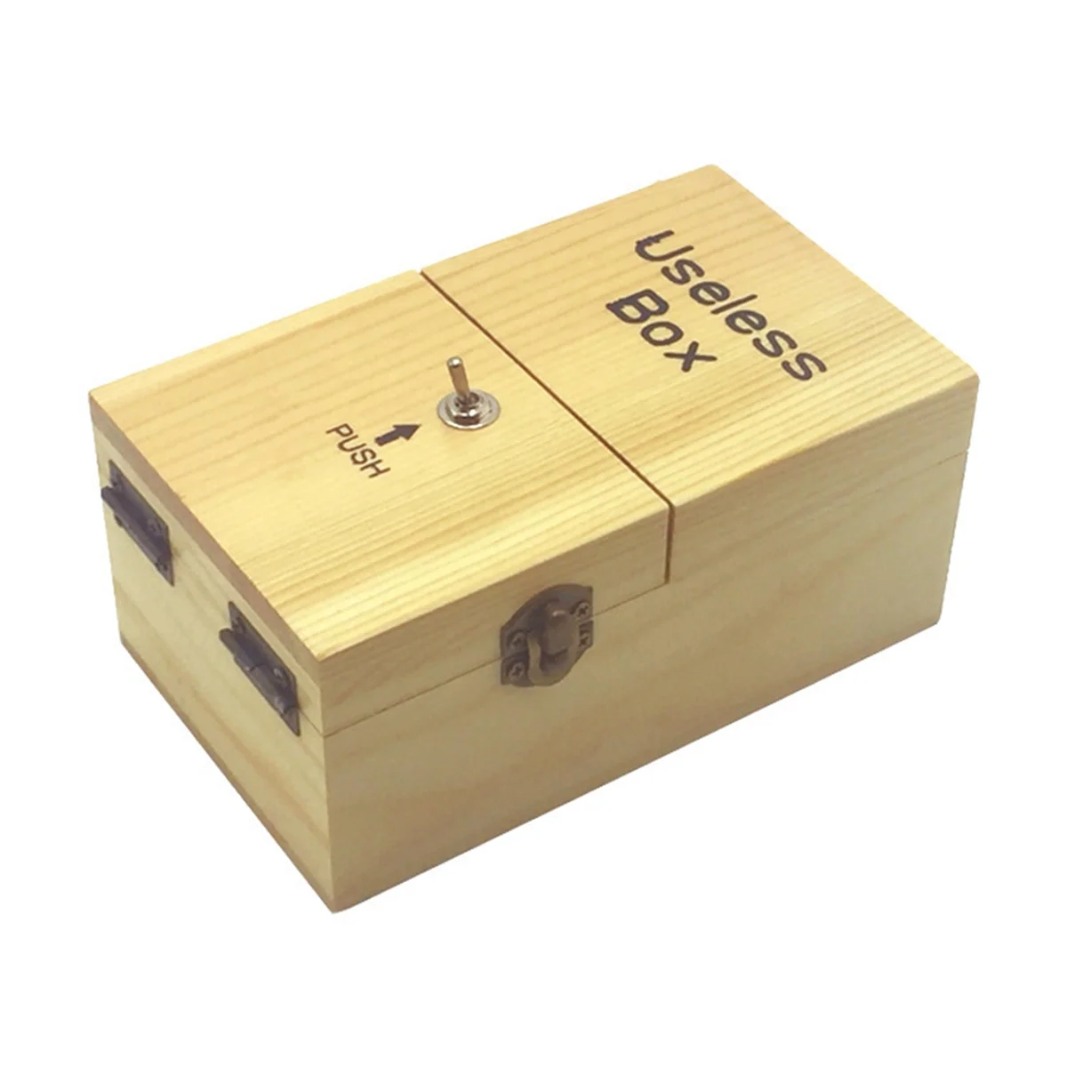 A Useless Box with Surprises Wooden Useless Box Fully Assembled Toy for Adults and Children Light Wood Color