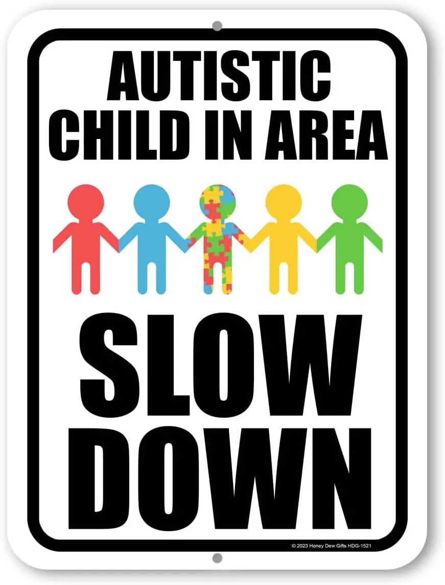 Autistic Child in Area Street Signs, Safety Signs for Children, Kids Warning Sign, Child Safety Signs Outdoor, Autism Yard Sign