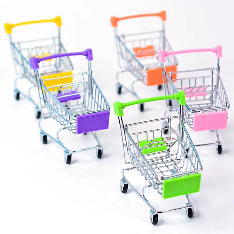 Parrot Toys Mini Shopping Cart Creative Alloy Bird Shopping Cart Pretend Toy for Parrot Storage Toy Gif Small Animal Accessories