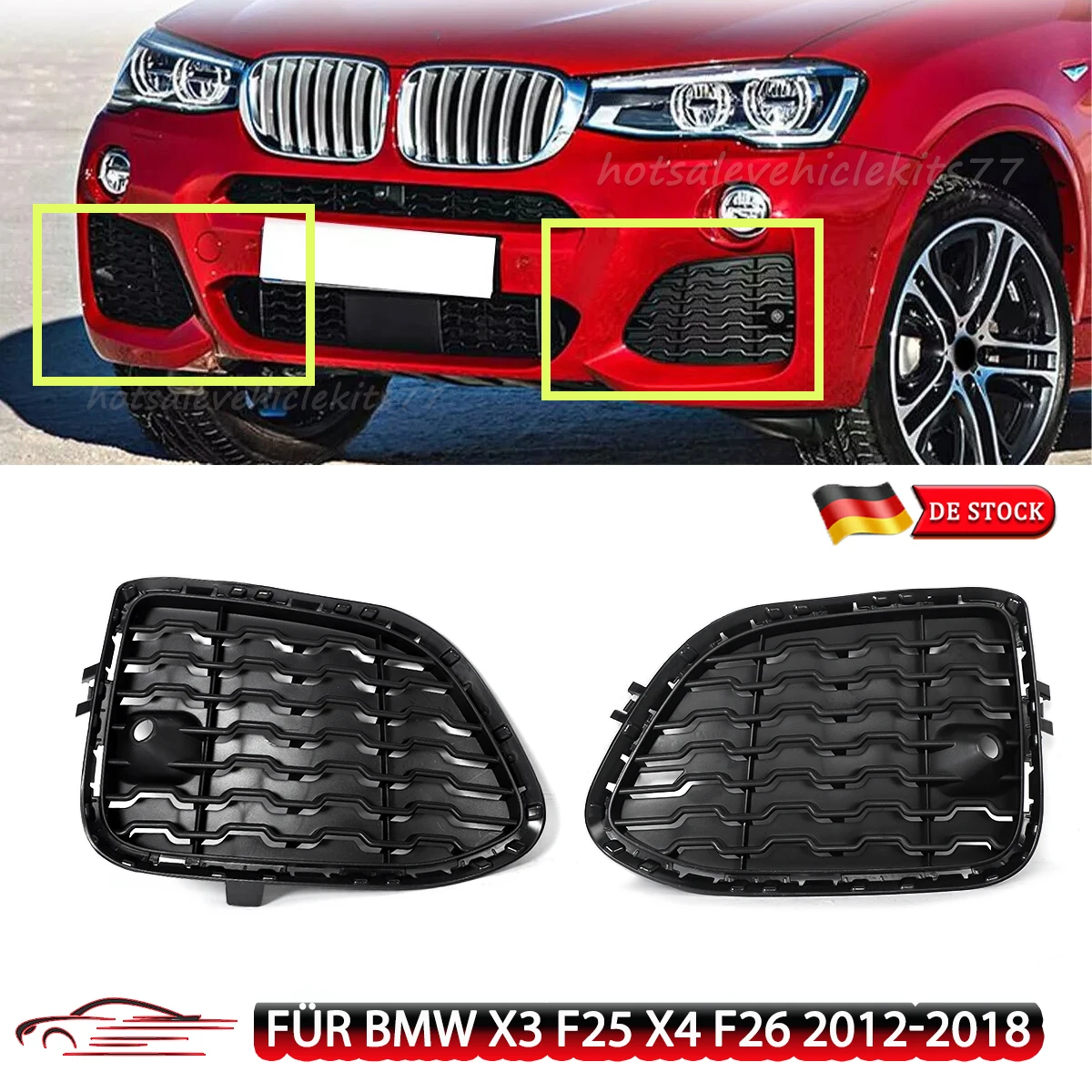 

Закрытая решетка бампера M для BMW X3 X4 F25 F26, решетка переднего бампера, противотуманная фара, сотовая сетка, решетка противотуманной фары 51118056941,51118056942