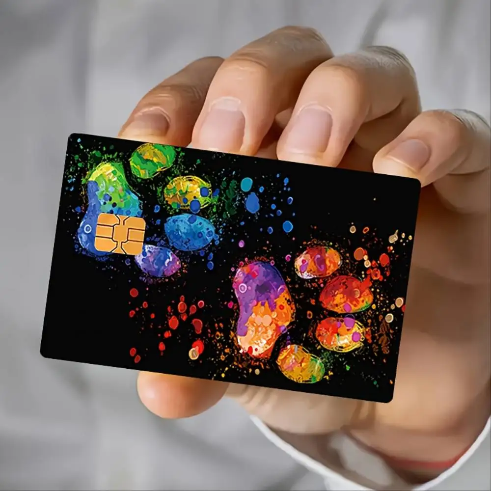 Colorful Cute Footprint Credit Card Skin Sticker Vibrant Durable PVC Decal For Debit Transit Room Key Cards