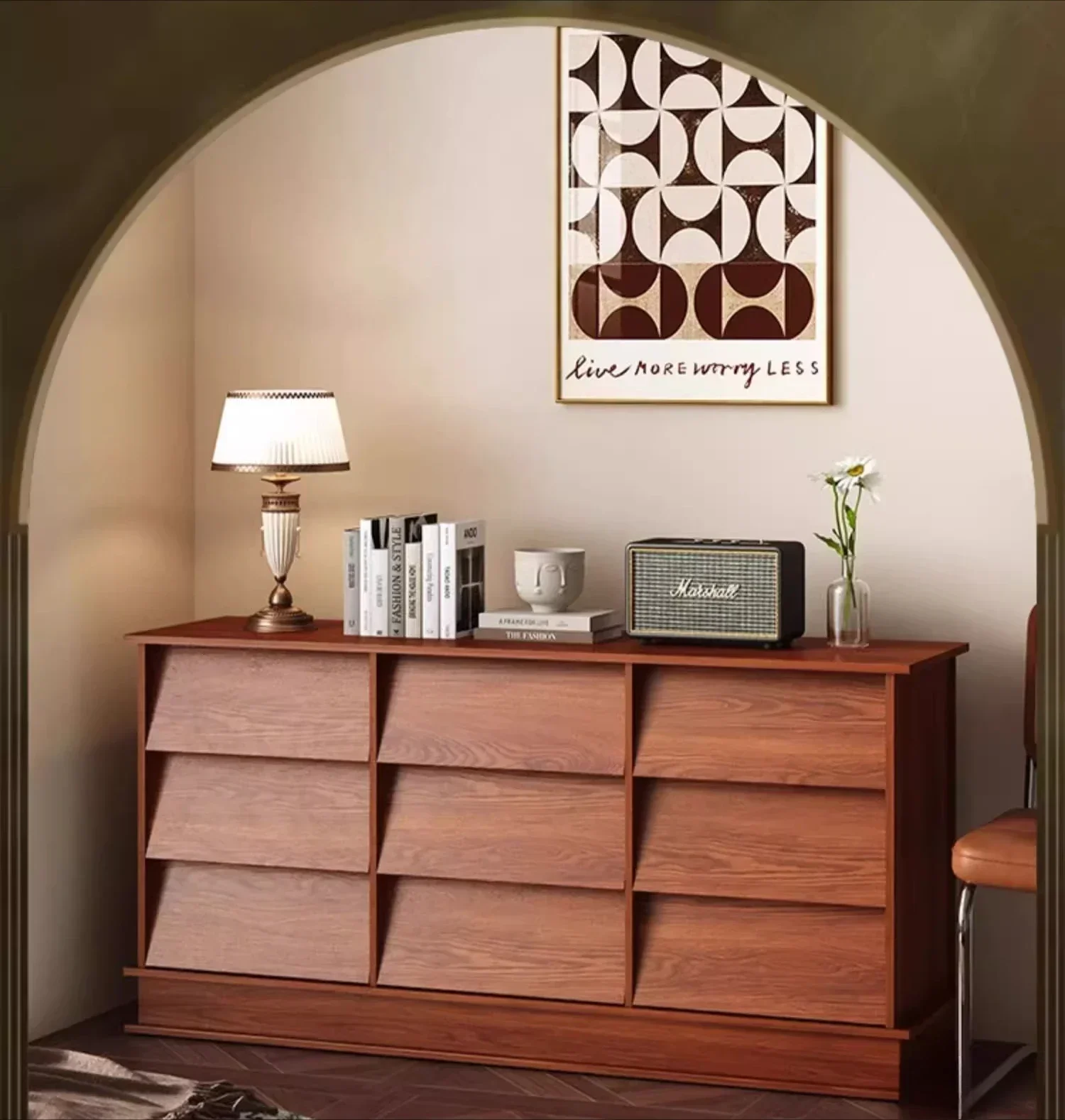 

Retro nine drawers, chest cabinet, living room storage, medieval sofa side cabinet