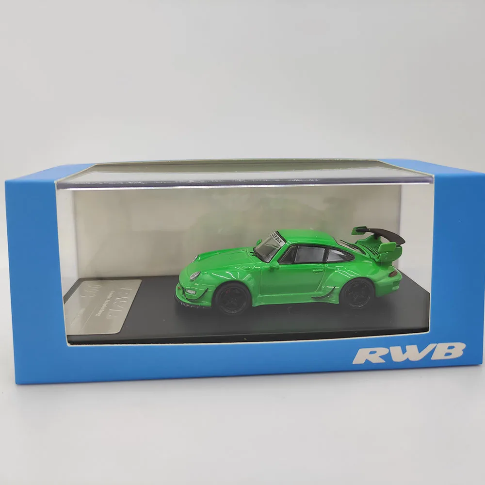 Diecast tarmac funciona escala 1:64 porsche rwb 964 asa traseira versão simulação liga modelo de carro brinquedo colecionável exibição de lembrança