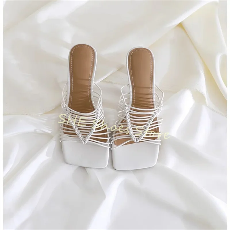 النسيج الروماني ضيق الفرقة الجوف خارج النساء النعال الرجعية ساحة تو كعب رقيقة الانزلاق على الصنادل الصيف خارج السيدات البغال #3