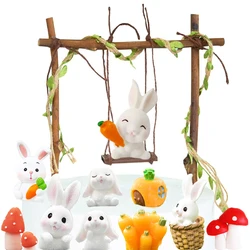 Cute Animal Easter Rabbit Mini Figurines Bunny Carrot Cake Decoration Chick Cupcake Toppers Easter Party Baking Supplies