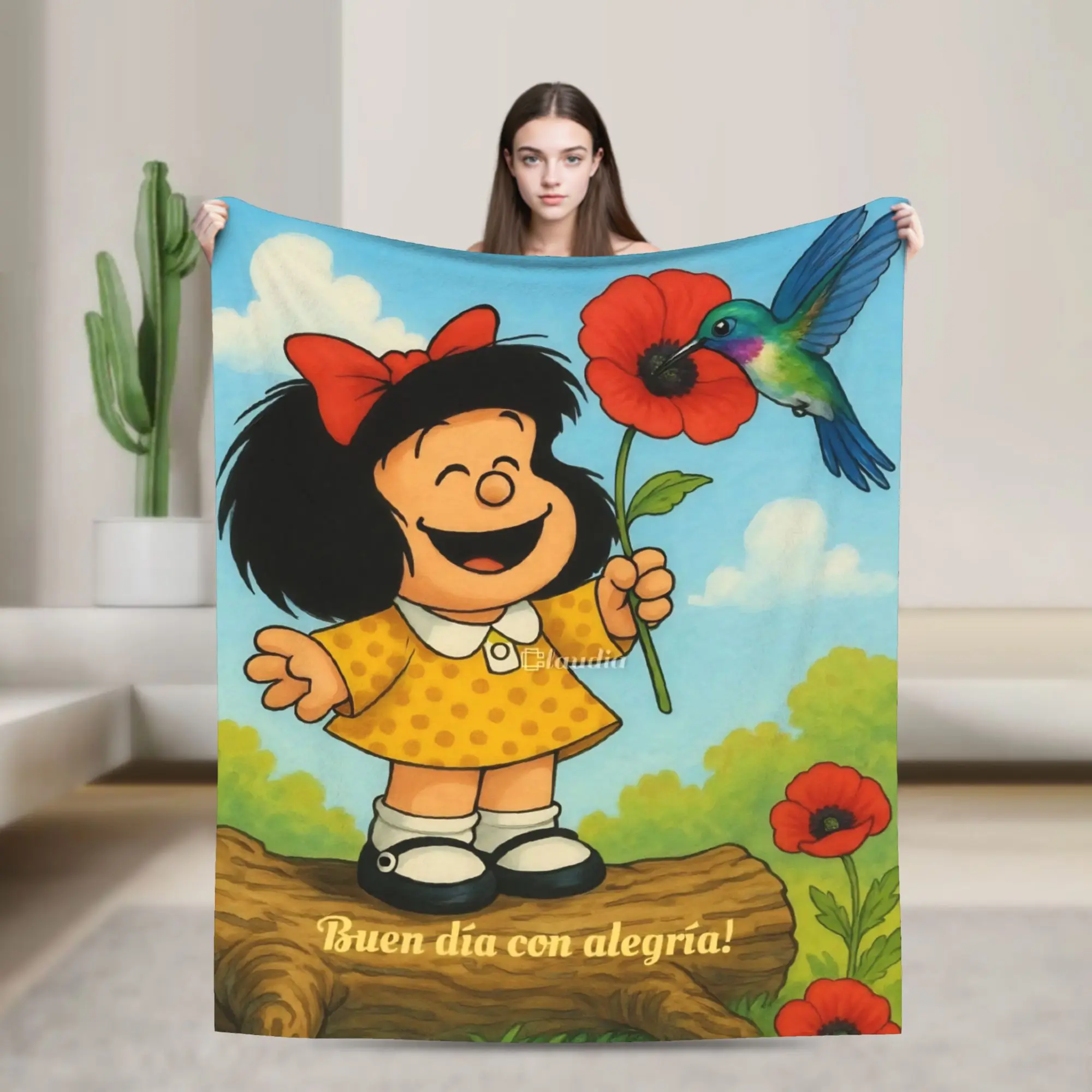 

Soft Blankets Airplane Travel Mafaldas Cartoon Throw Blanket Flannel Bedspread For Outdoor Novelty Sofa Bed Cover