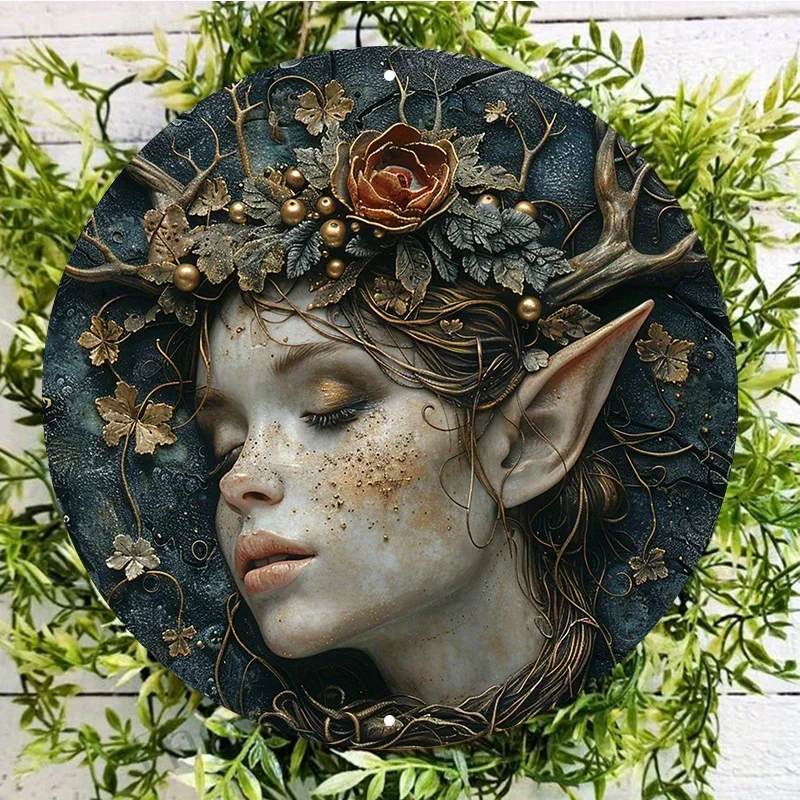 Elven Elf Ceramic-Style Aluminum Wall Sign, UV and Scratch Resistant, Easy-Hang Decoration, Wall Art, Home Decor, 8in, 11.8in