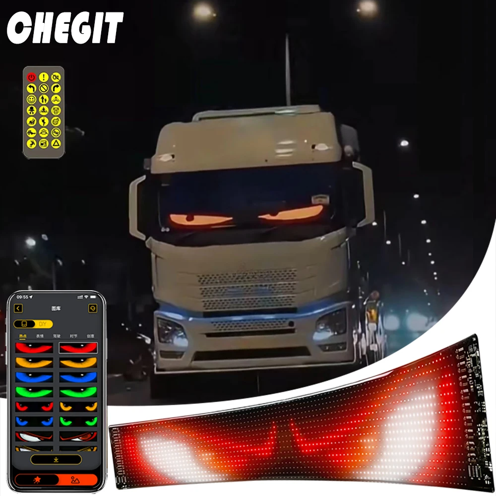 Demon Eyes Car LED Logo APP LED Matrix Pixel Panel Night Light DIY Programmable Flexible LED Display for Car Truck Accessories