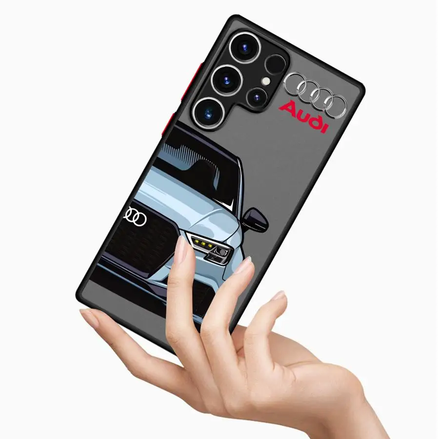 Black Edge Shell Phone Case for Samsung Galaxy S9 Plus S21 5G S22 Plus S10+ S24 Ultra S20 FE S25 Ultra S23 S21 A-Audi Sports Car