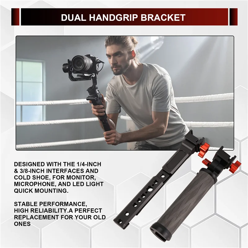 

-ESTR Adjustable Handgrip Dual Carbon Handle Grip Clamp Mount For DJI Ronin RSC 2 RS2 Handheld Stabilizer Monitor Bracket